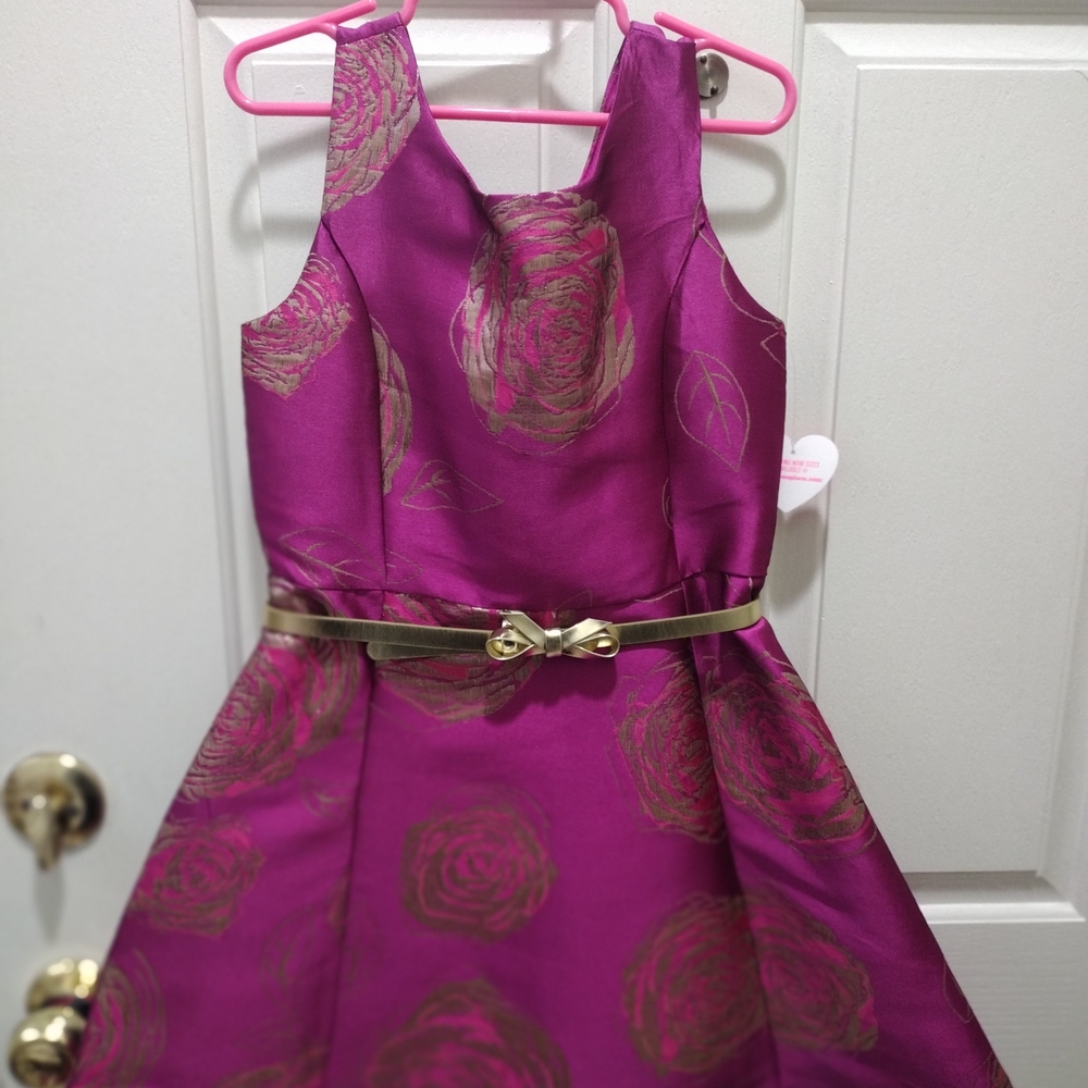 The Children's Place Purple Dress with Gold Bow